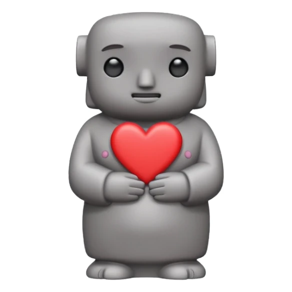 > Kawaii shy Moai statue, blushing, "👉🏻👈🏻" pose, pastel hearts, bold red text, chibi style, transparent background.
 sticker