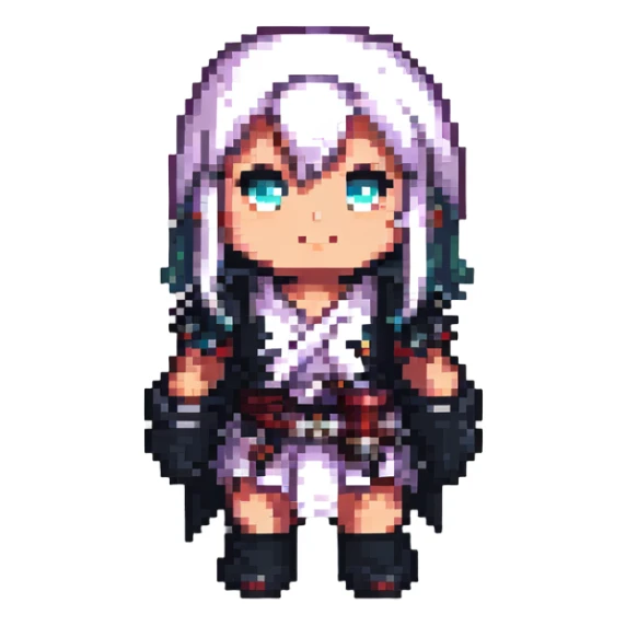 anime character in pixel art style sticker