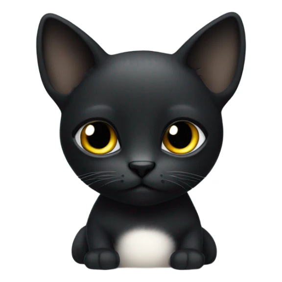 Small, short-haired, black-faced black cat with a white tummy sitting up sticker