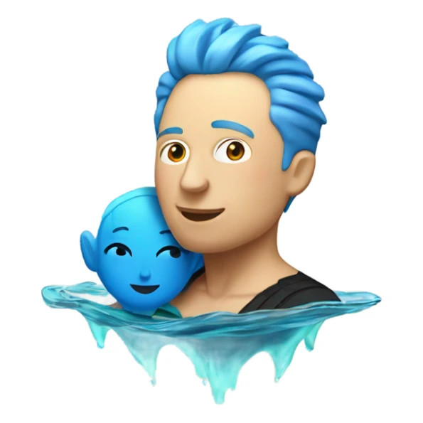 Elon musk swimming with a short blue haired woman sticker
