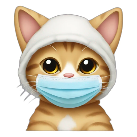 baby cat with covid mask sticker