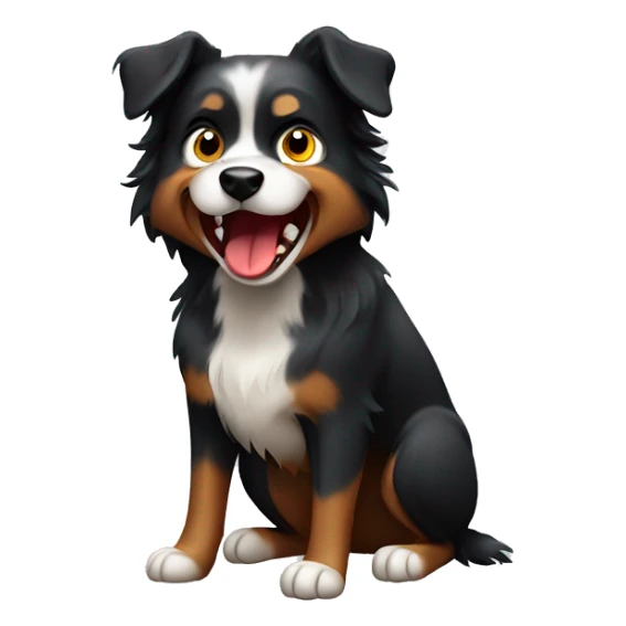 Angry growling Small black australian shepherd dog sticker