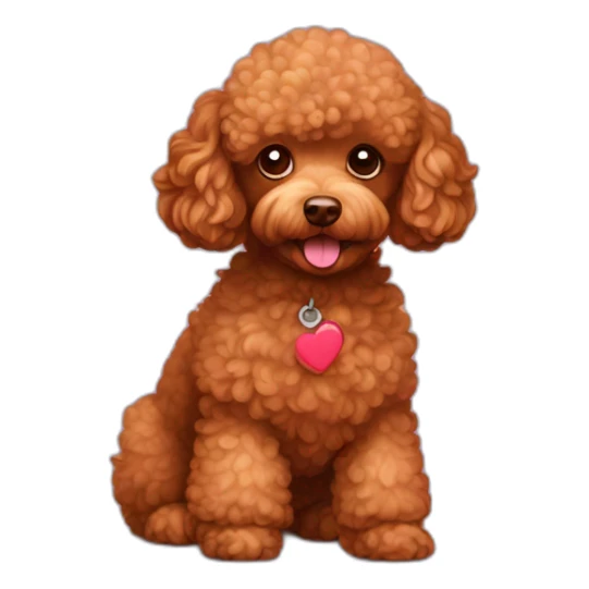 Red toy poodle with hearts above head sticker
