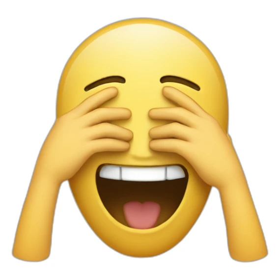 laughing and covering eyes with hand sticker