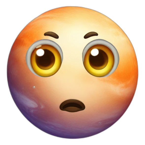 planet Mercury with a cartoon hypnotic face with big kind eyes sticker