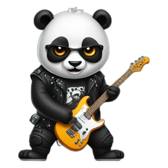 panda with electric guitar and heavy metal clothing sticker