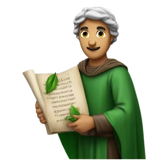 Dante Alighieri with a green laurel wreath on his head and holding a scroll in his hand sticker