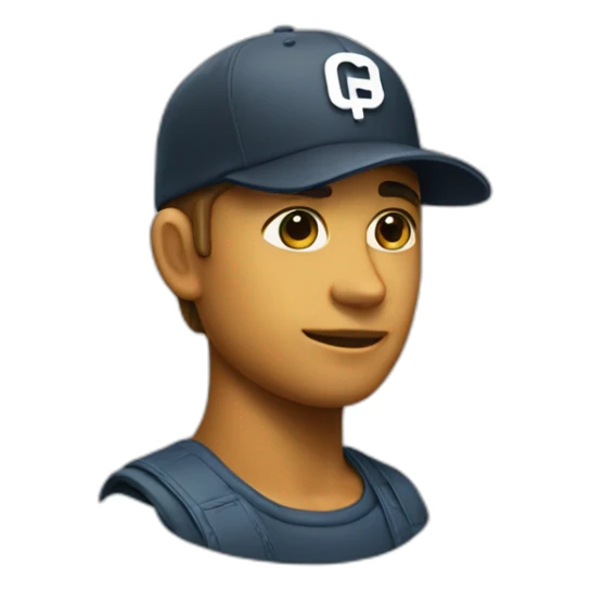 designer with a cap with the letters G and P sticker