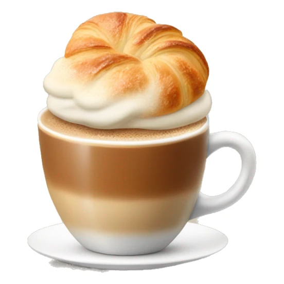 Cup of cappuccino with croissant sticker