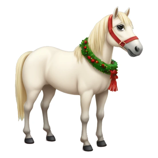 Creme horse with a cozy Christmas rug sticker
