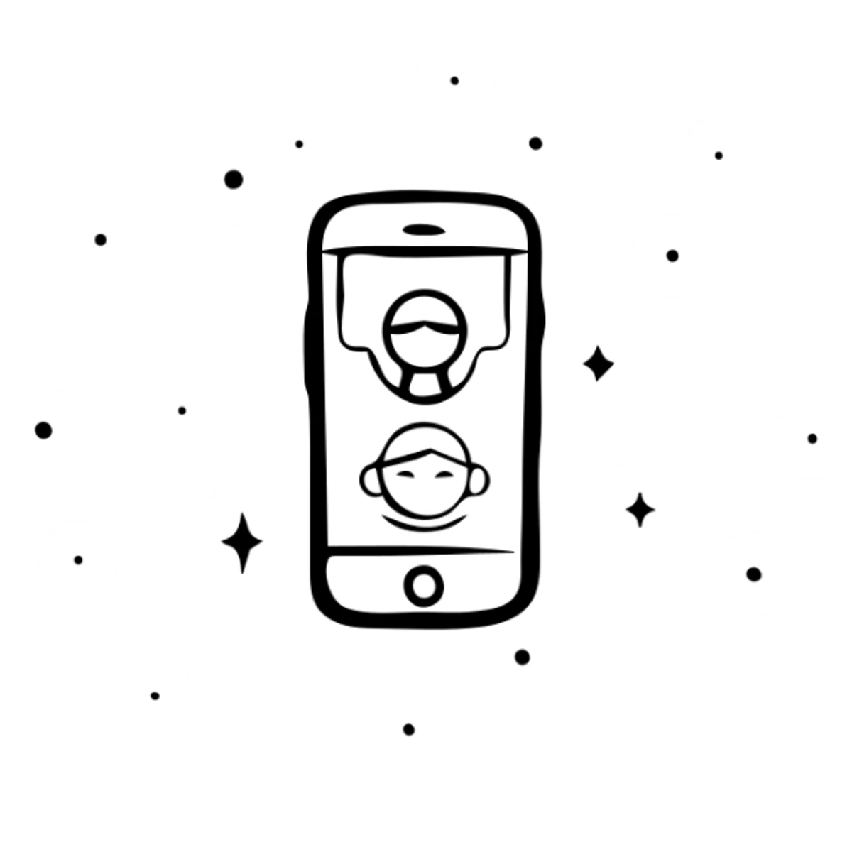 Mobile phone lock screen with notification alert and face capture popup window sticker