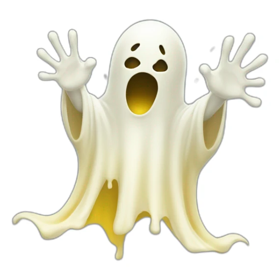 ghost emerging and ejectng a spray of yellowish white milky substance from lower torso in all directions sticker
