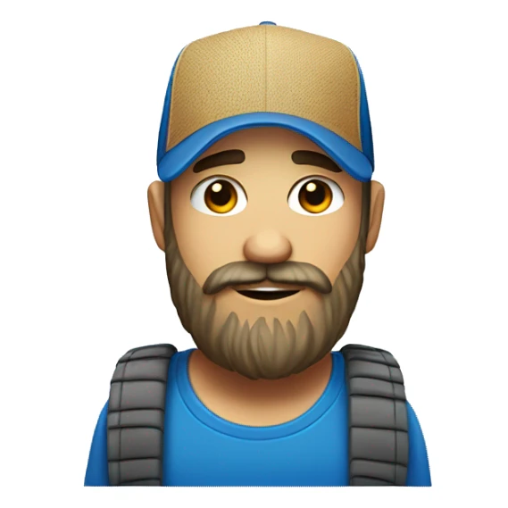 Bearded White male wearing a blue trucker hat. Realistic style  sticker