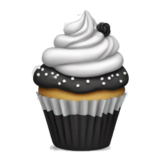 Silver cupcake. White frosting. Black sprinkles. sticker