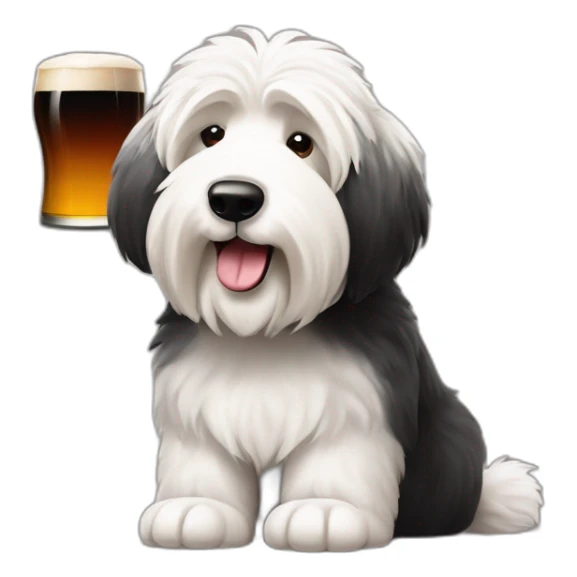 old english sheepdog with pint of guinness sticker