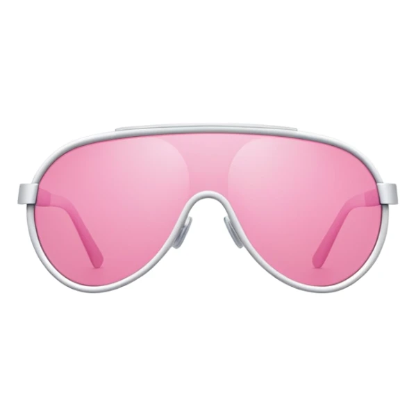 basic pink tinted shield lens, minimalist futuristic sunglasses sticker