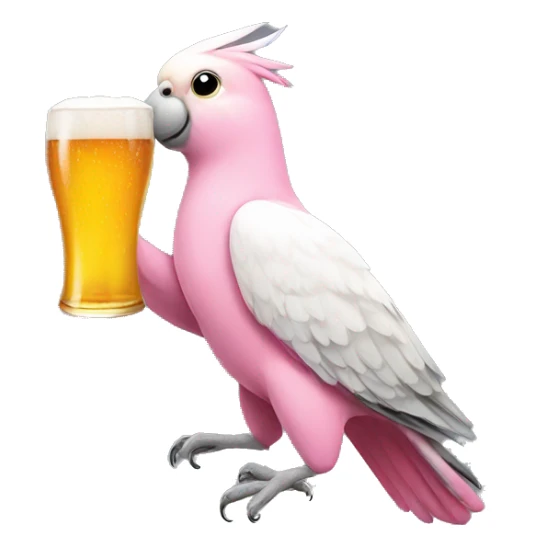 pink cockatiel holding a beer sticker