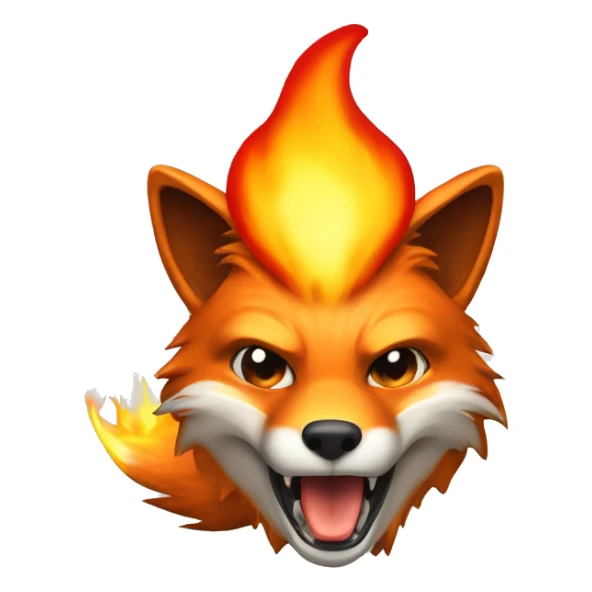 
A fox with a flame coming out of its head because it got angry while playing a game on the computer sticker