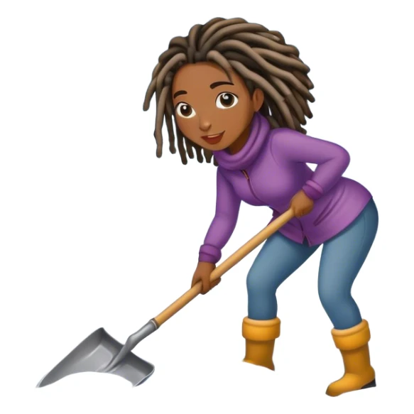 Black woman with locs shoveling sticker