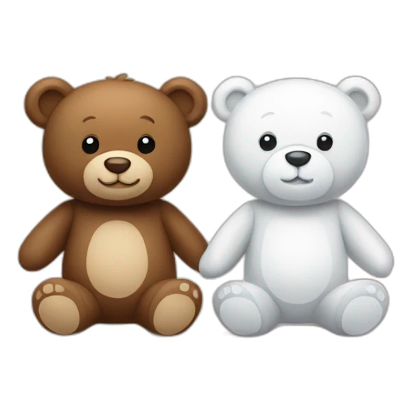 brown teddy bear and white teddy bear in love sticker