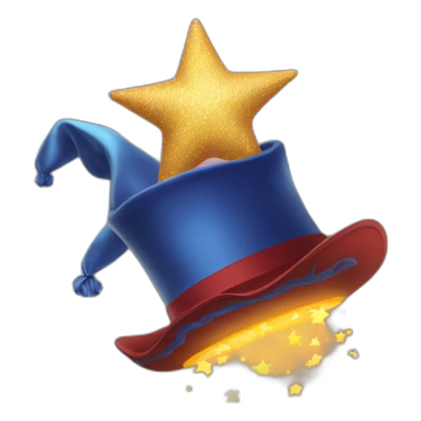 star jumping up and out of a magic hat without face sticker