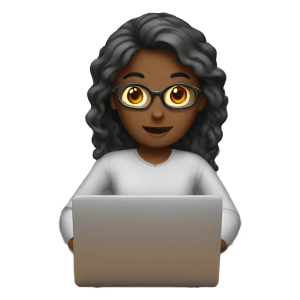 Girl working on red laptop sticker