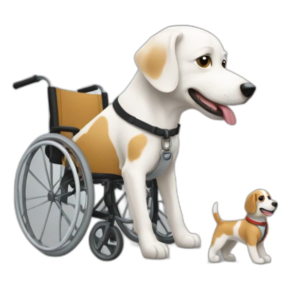 Chien blanc et personne en fauteuil roulant sticker