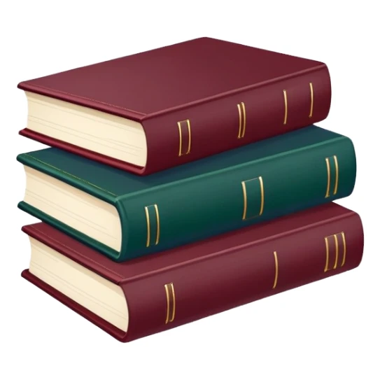 A flat-style illustration of three stacked hardcover textbooks, in muted academic colors like navy blue, maroon, and dark green. Symbolizing structured school education. Minimal cartoon style, white background, iOS emoji aesthetic. sticker