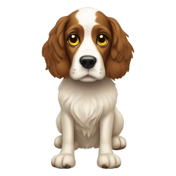 a spaniel with yellow mittens on its paws sticker