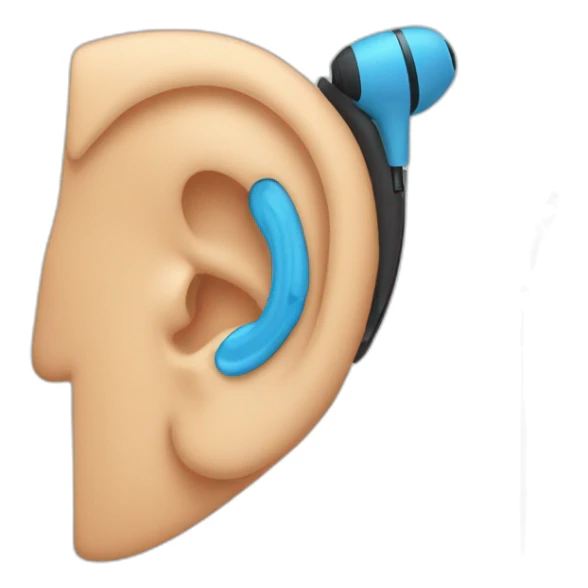 Close up of an ear wearing a wireless earbud  sticker
