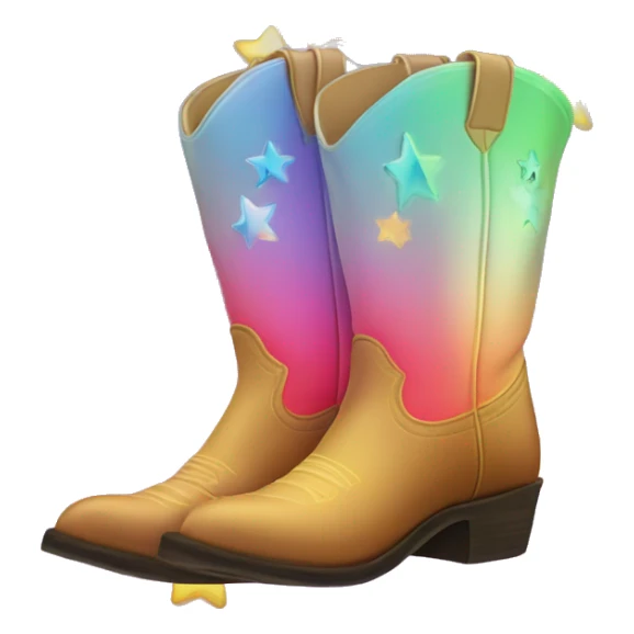 Iridescent gradient cowboy boots with stars sticker