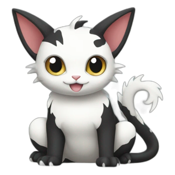 Sitting-Black-and-White-cat-dragon-type-pokemon sticker