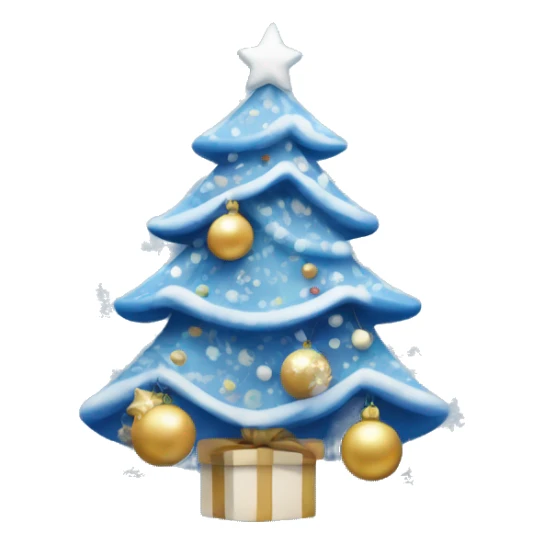 A cute blue and white decorated Christmas tree sticker