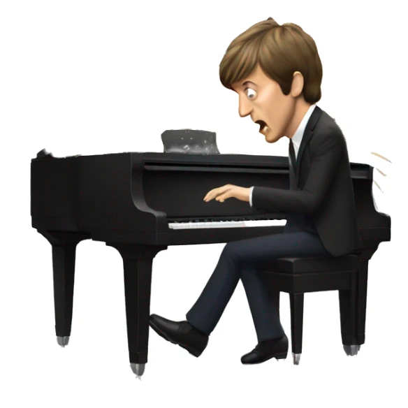 Paul McCartney playing piano with an explosion behind him sticker