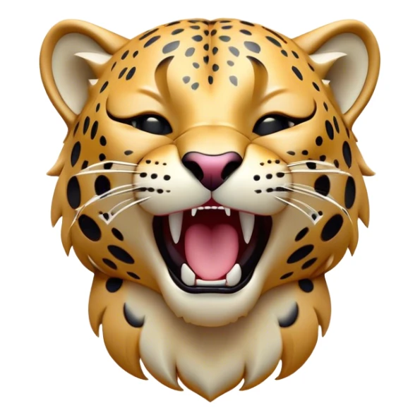 Cinematic Cute Yawning Jaguar Portrait Emoji, Head tilted slightly with a dramatic, wide-open yawn, showcasing a lithe, graceful build with distinctive rosette patterns and sleepy, half-closed eyes, Simplified yet irresistibly adorable features, highly detailed, glowing with a soft, cozy wild glow, high shine, relaxed yet expressive, stylized with a dash of whimsical feline charm, soft glowing outline, capturing the essence of a drowsy yet affectionate guardian that appears ready to stretch out for a nap! sticker