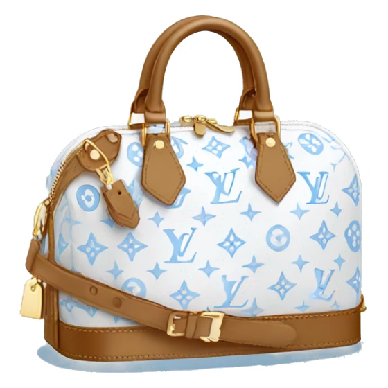 White Designer Louis Vuitton bag with baby blue monogram  sticker