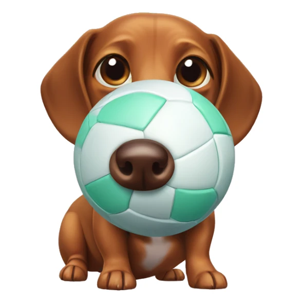 Weiner dog with a ball in mouth sticker