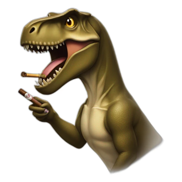Trex in profile pic face with google and a cigar sticker