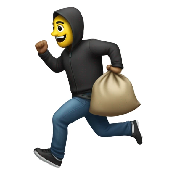 Theif running with bag of money  sticker