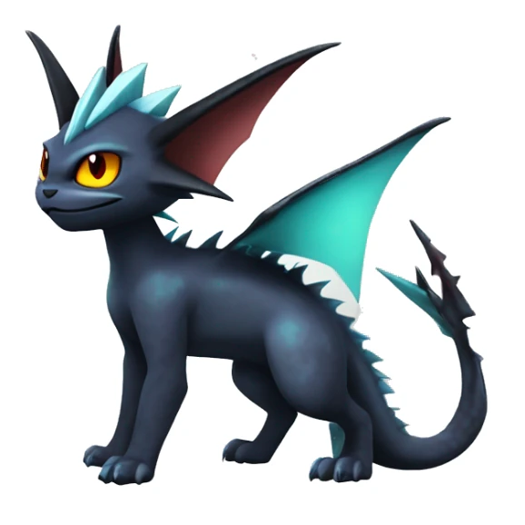 Black Edgy Noivern-Vaporeon-Litten full body sticker