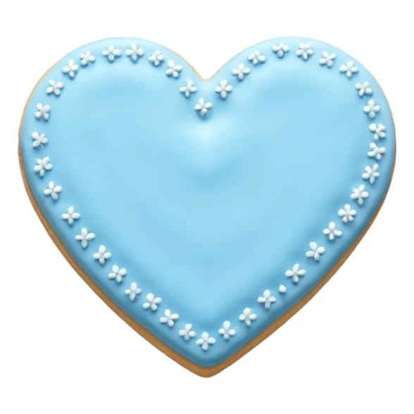 Realistic shortbread cookie in the shape of a heart with pastel blue sticker