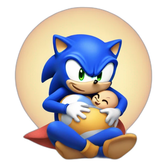 pregnant sonic cradling a baby sticker