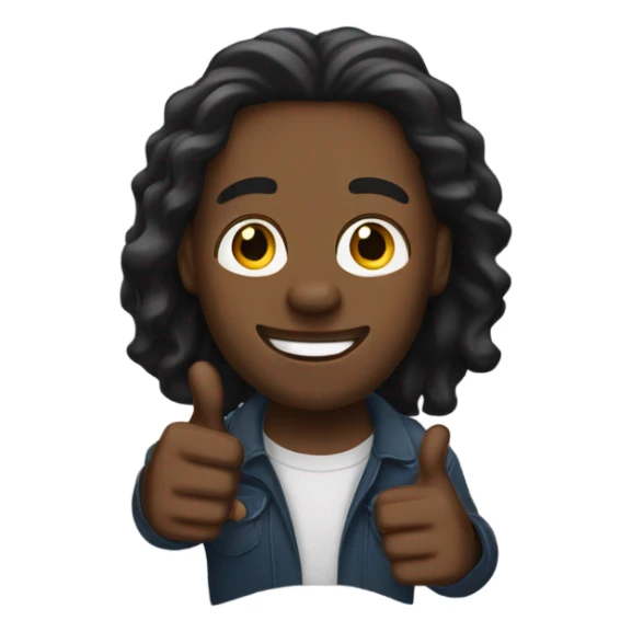 Black Man with long hair l thumbs up sticker