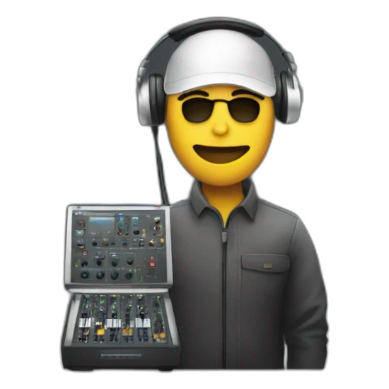sound engineer with mixer and headphones sticker