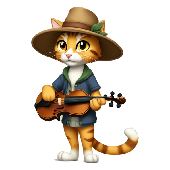 Anthro Fur-Sona feline-Fakémon with a fiddler-hat-cap Full Body sticker