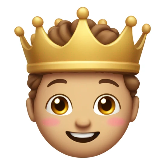 Super cute bean with a smile blushing and wearing a crown sticker