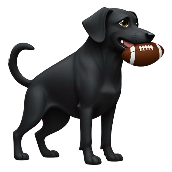 Black dog throwing an American football sticker