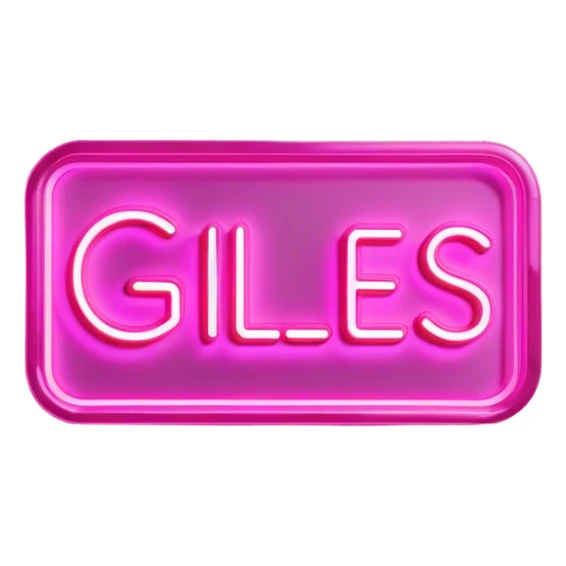 Pink neon sign with the word Giles sticker