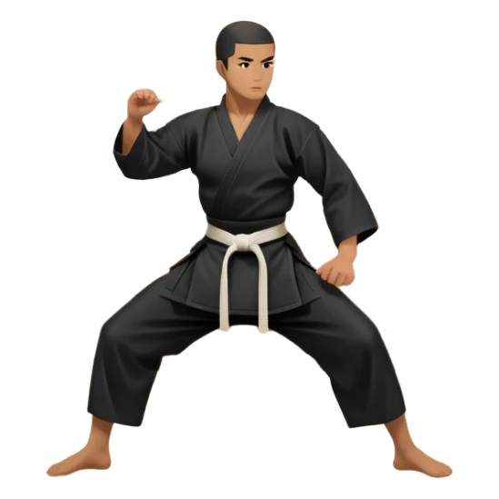An icon depicting a martial artist in a black gi performing an Aikido technique in a dojo. The background showcases wooden floors, traditional dojo decor, and soft lighting that creates a peaceful yet focused atmosphere. The Aikido practitioner demonstrates fluid movement and precision.  sticker
