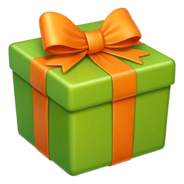 apple style emoji of a light green box with a small orange bow sticker